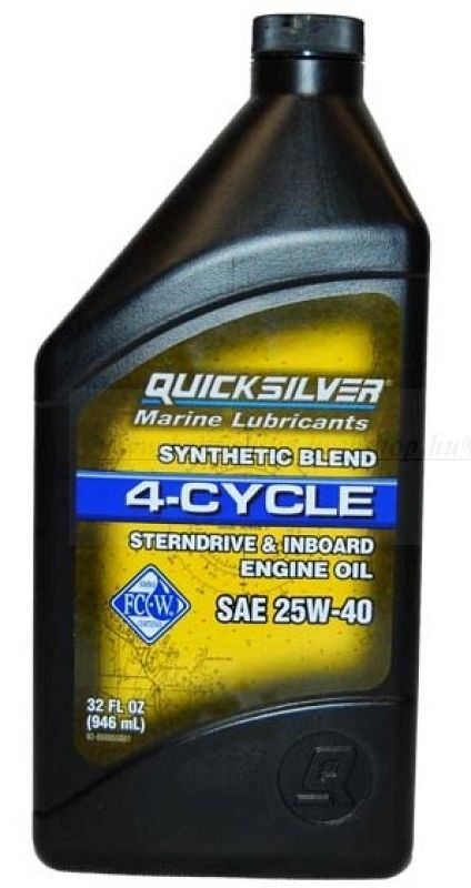 Quicksilver Synthetic Blend Sterndrive and Inboard Engine Oil, négyütemű motorolaj, 1 liter, 25W-40 CSÓNAKMOTOR OLAJOK-ZSÍROK